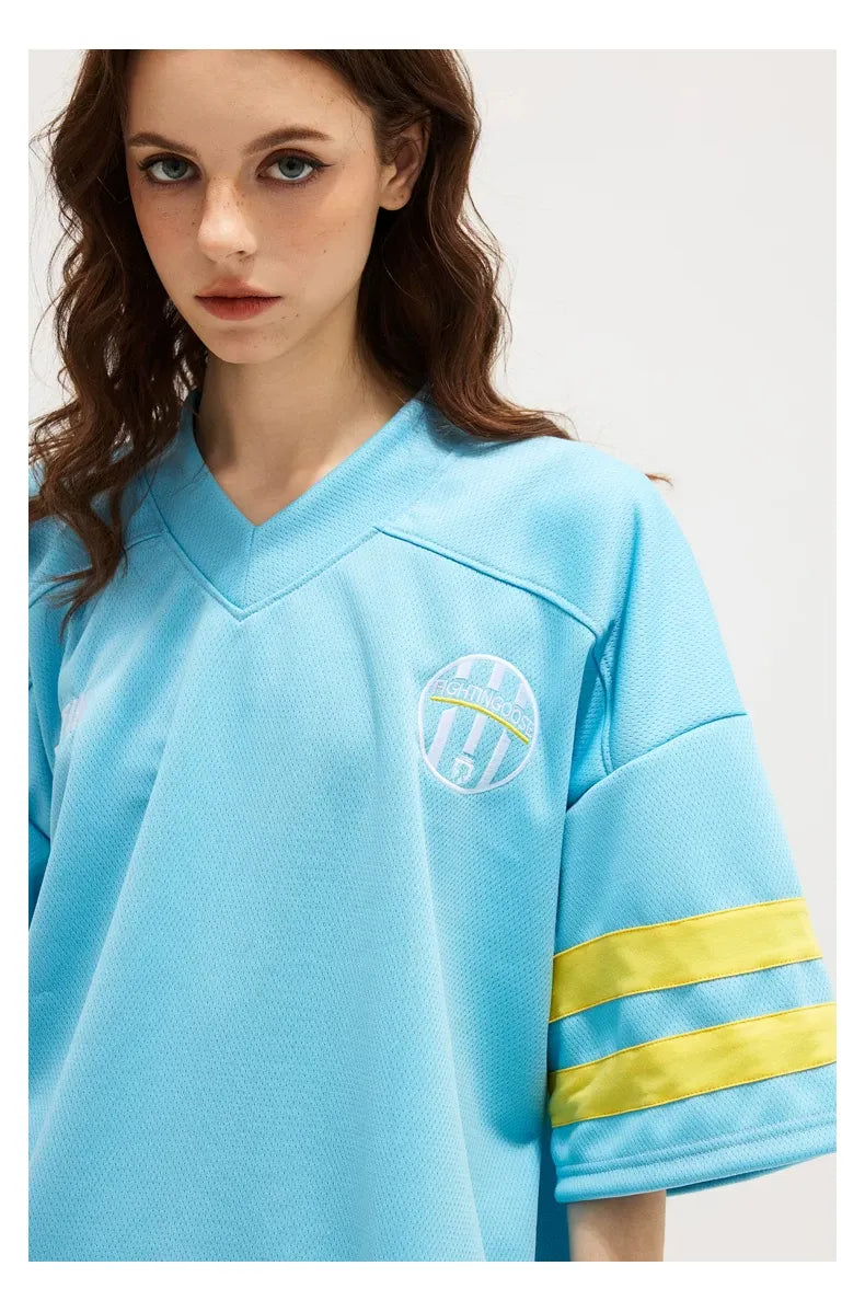 Blue #33 Football Jersey Shirt – Retro Sportswear Style