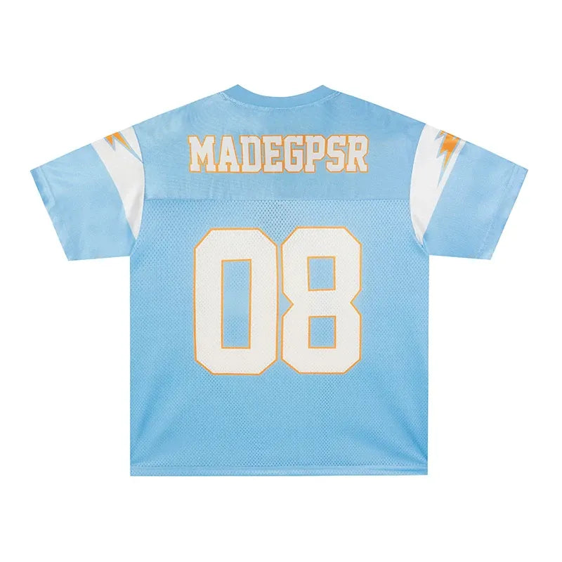 Blue #08 Football Jersey Shirt – Retro Sportswear Style