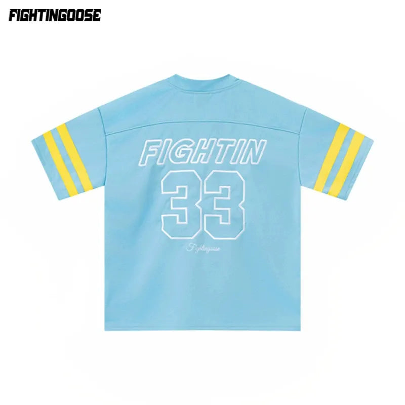 Blue #33 Football Jersey Shirt – Retro Sportswear Style
