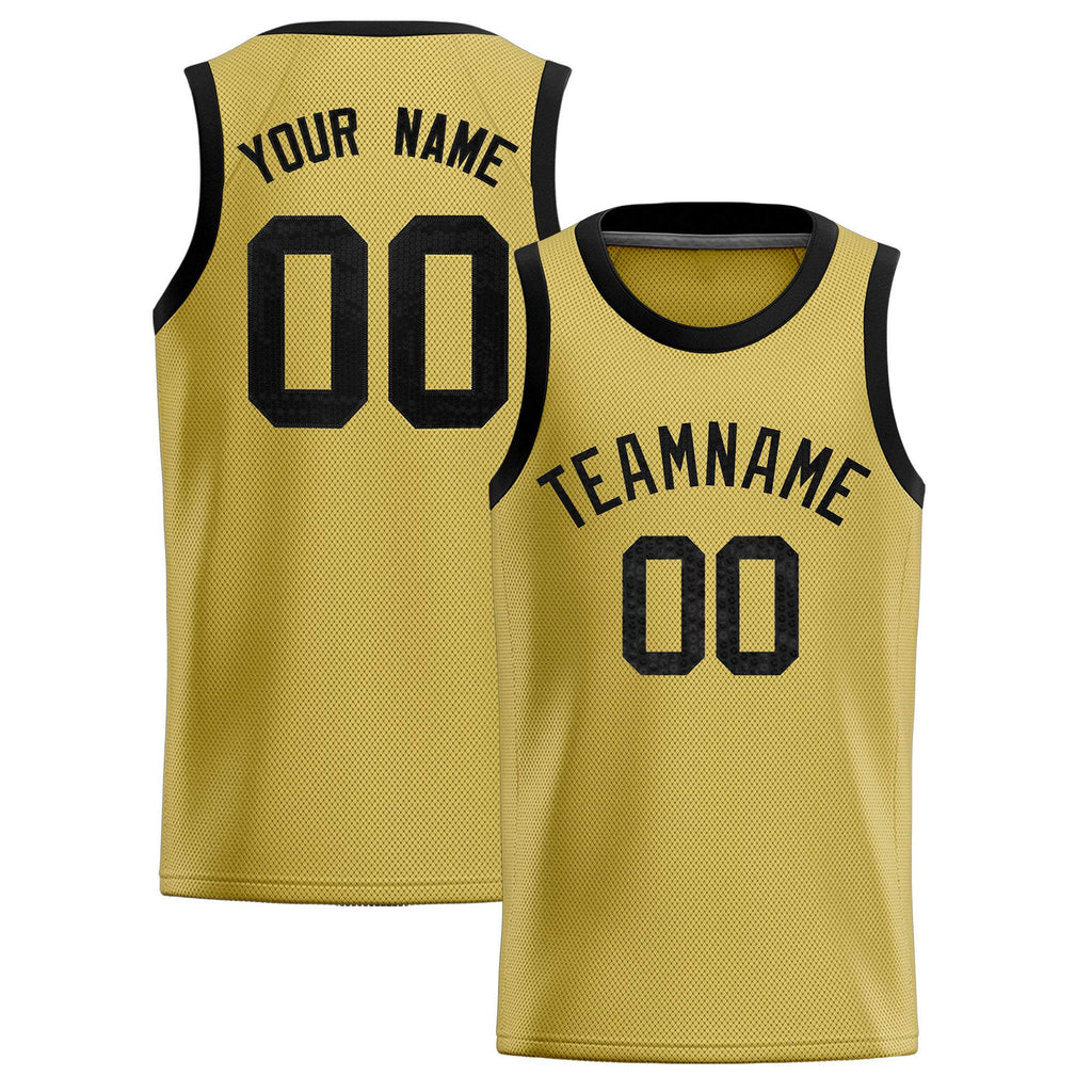 Custom Old Gold Sequined Tops Athletic Basketball Jersey