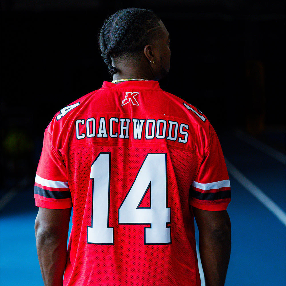 Custom Red White-Black Classic Style Mesh Authentic Football Jersey
