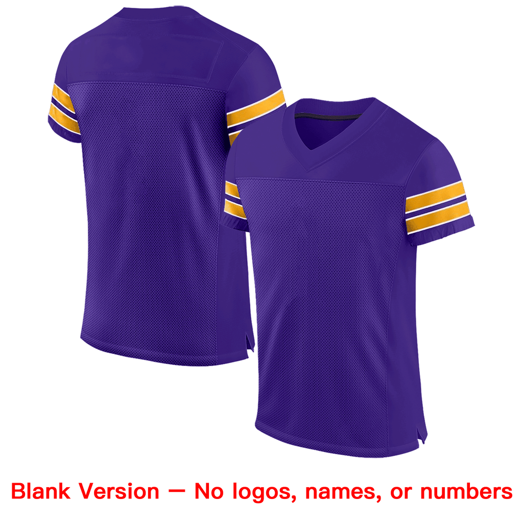 Custom Purple White-Gold Classic Style Mesh Authentic Football Jersey