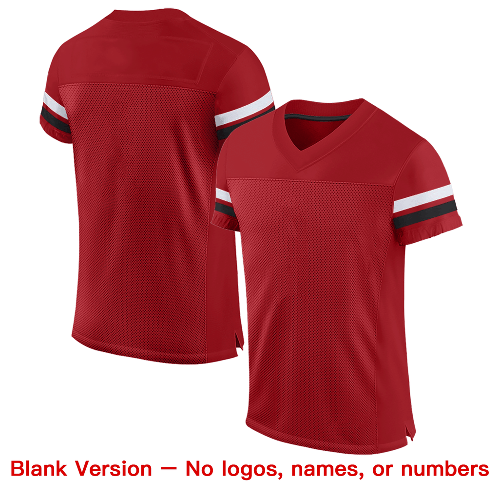 Custom Red White-Black Classic Style Mesh Authentic Football Jersey