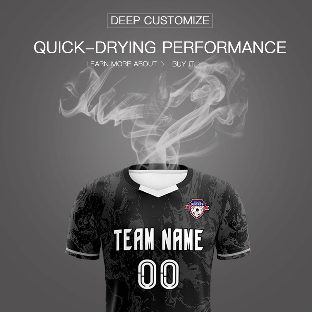 Custom Black Classic Graffiti Pattern Sportswear Soccer Tops/Sets Jersey