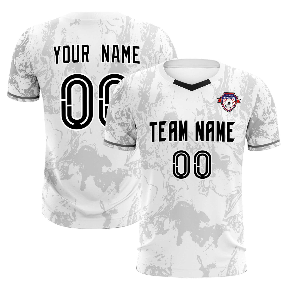 Custom White Classic Graffiti Pattern Sportswear Soccer Tops/Sets Jersey