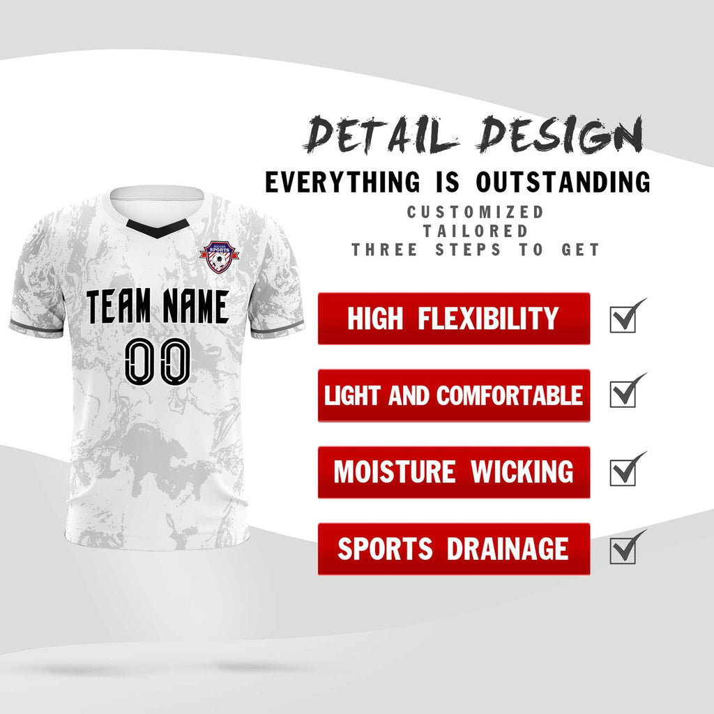 Custom White Classic Graffiti Pattern Sportswear Soccer Tops/Sets Jersey