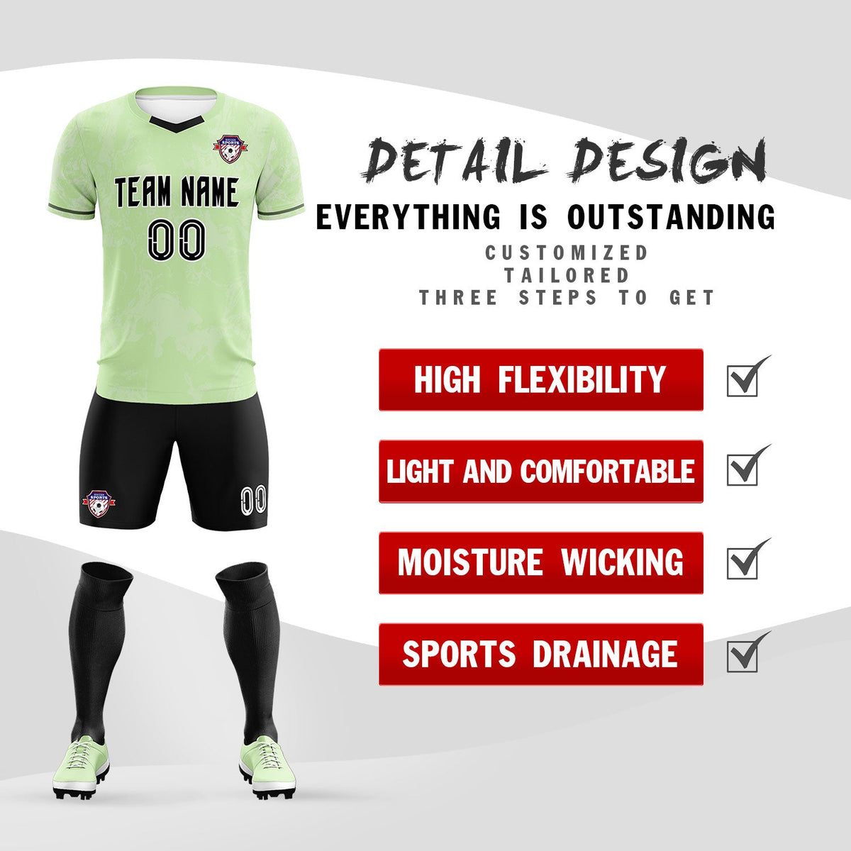 Custom Green Classic Graffiti Pattern Sportswear Soccer Tops/Sets Jersey