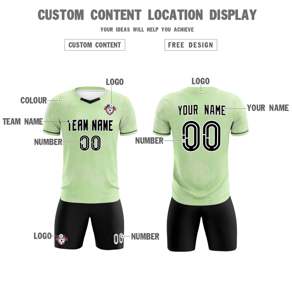 Custom Green Classic Graffiti Pattern Sportswear Soccer Tops/Sets Jersey