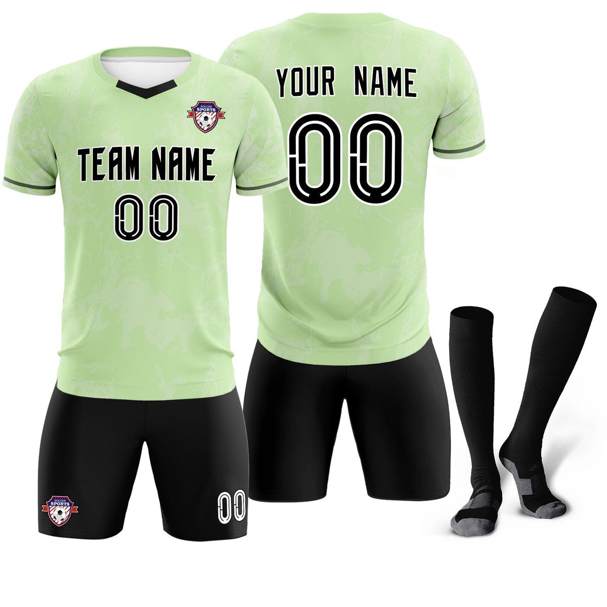 Custom Green Classic Graffiti Pattern Sportswear Soccer Tops/Sets Jersey