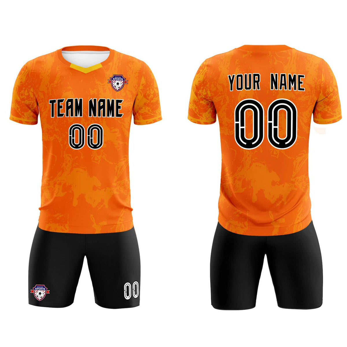 Custom Orange Classic Graffiti Pattern Sportswear Soccer Tops/Sets Jersey