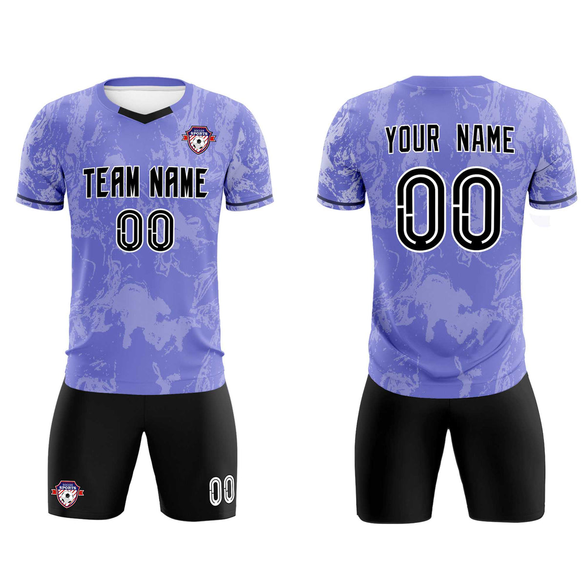Custom Purple Classic Graffiti Pattern Sportswear Soccer Tops/Sets Jersey