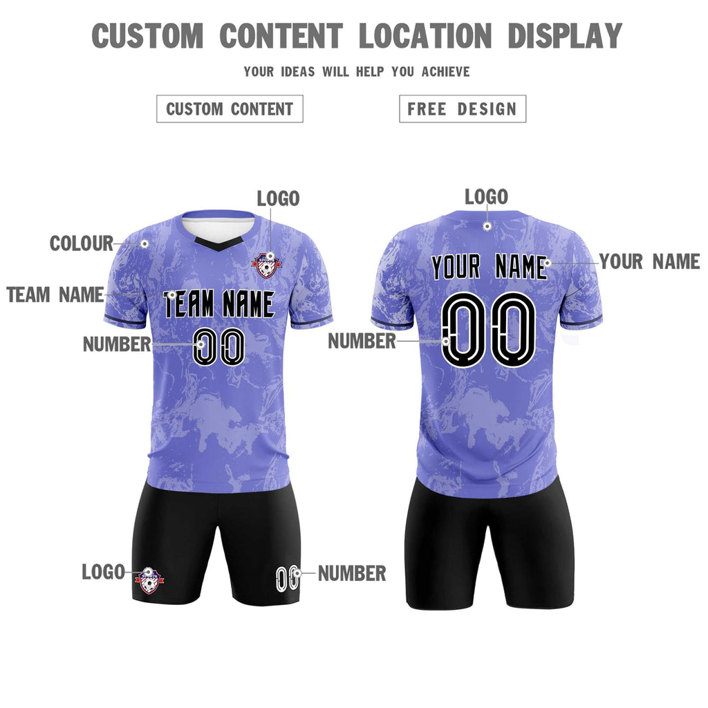 Custom Purple Classic Graffiti Pattern Sportswear Soccer Tops/Sets Jersey