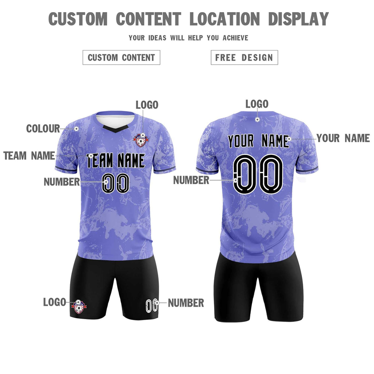 Custom Purple Classic Graffiti Pattern Sportswear Soccer Tops/Sets Jersey