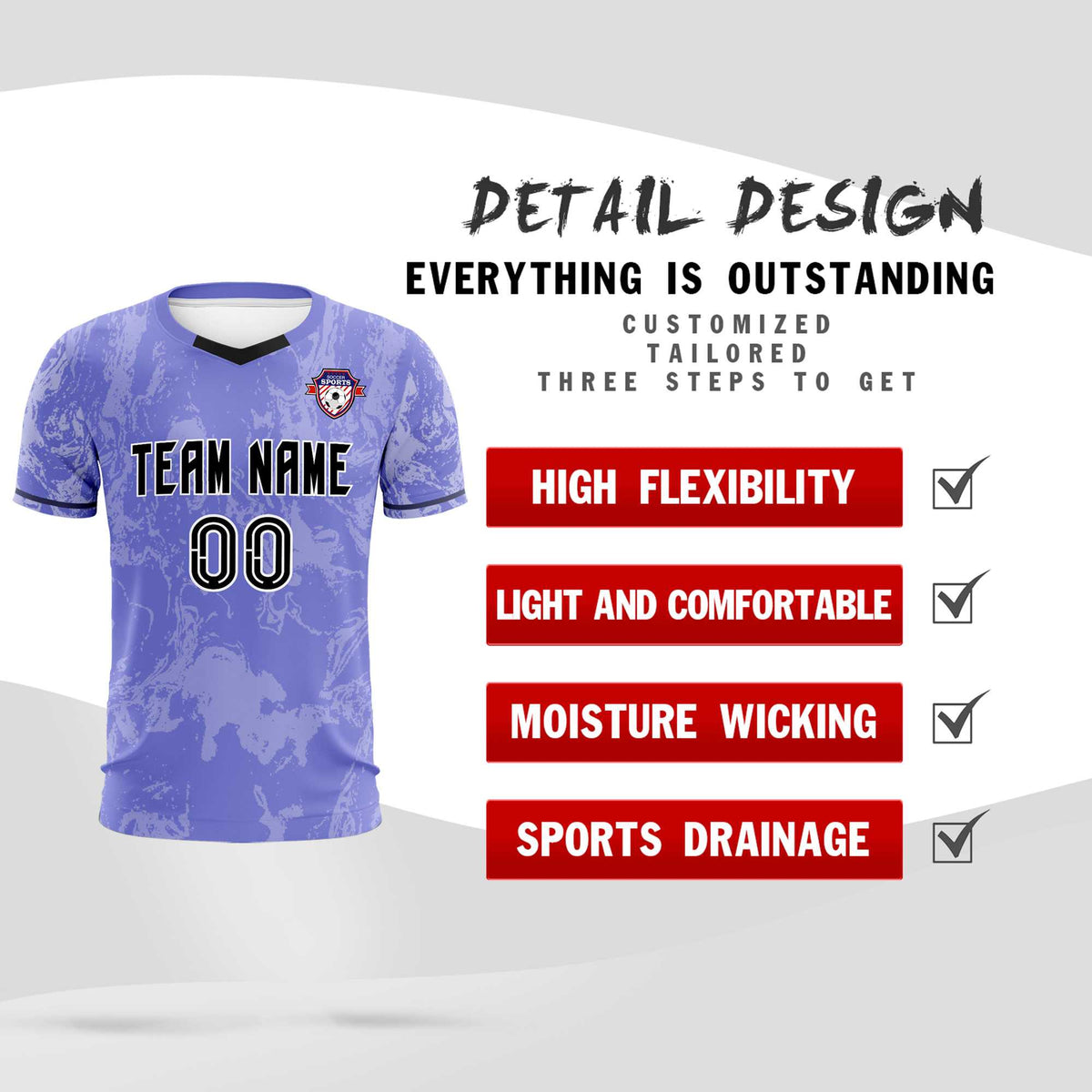 Custom Purple Classic Graffiti Pattern Sportswear Soccer Tops/Sets Jersey