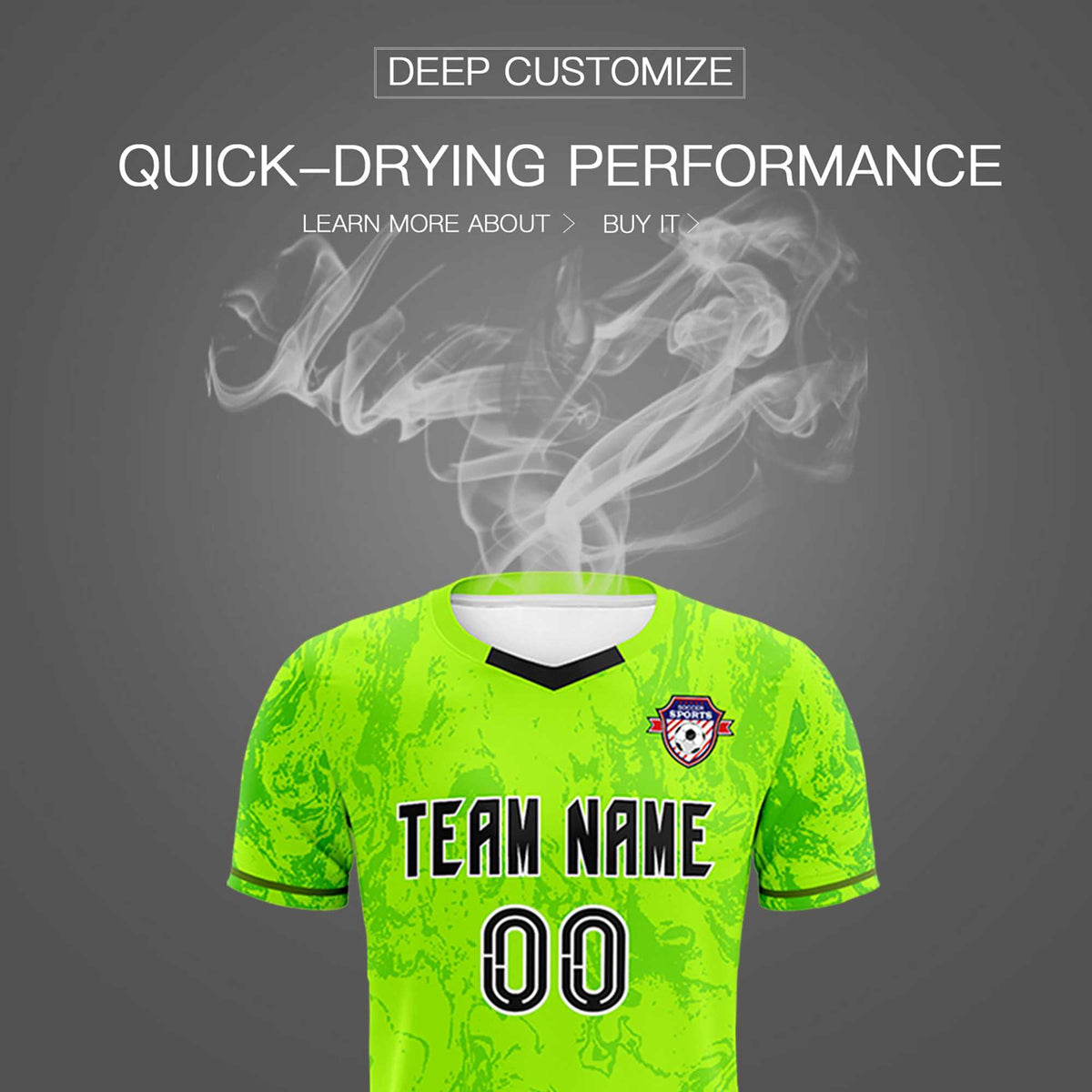 Custom Kelly Green Classic Graffiti Pattern Sportswear Soccer Tops/Sets Jersey