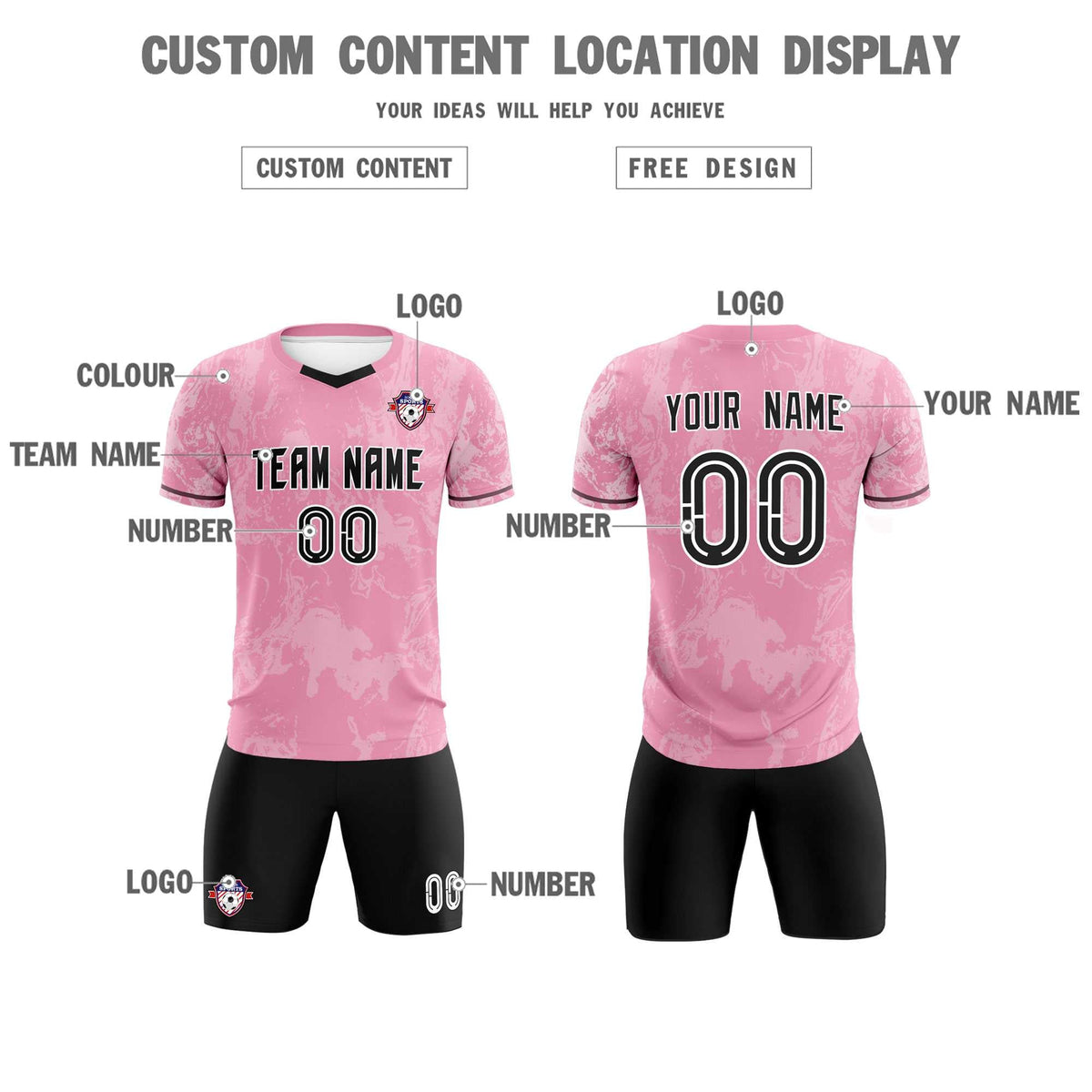 Custom Light Pink Classic Graffiti Pattern Sportswear Soccer Tops/Sets Jersey