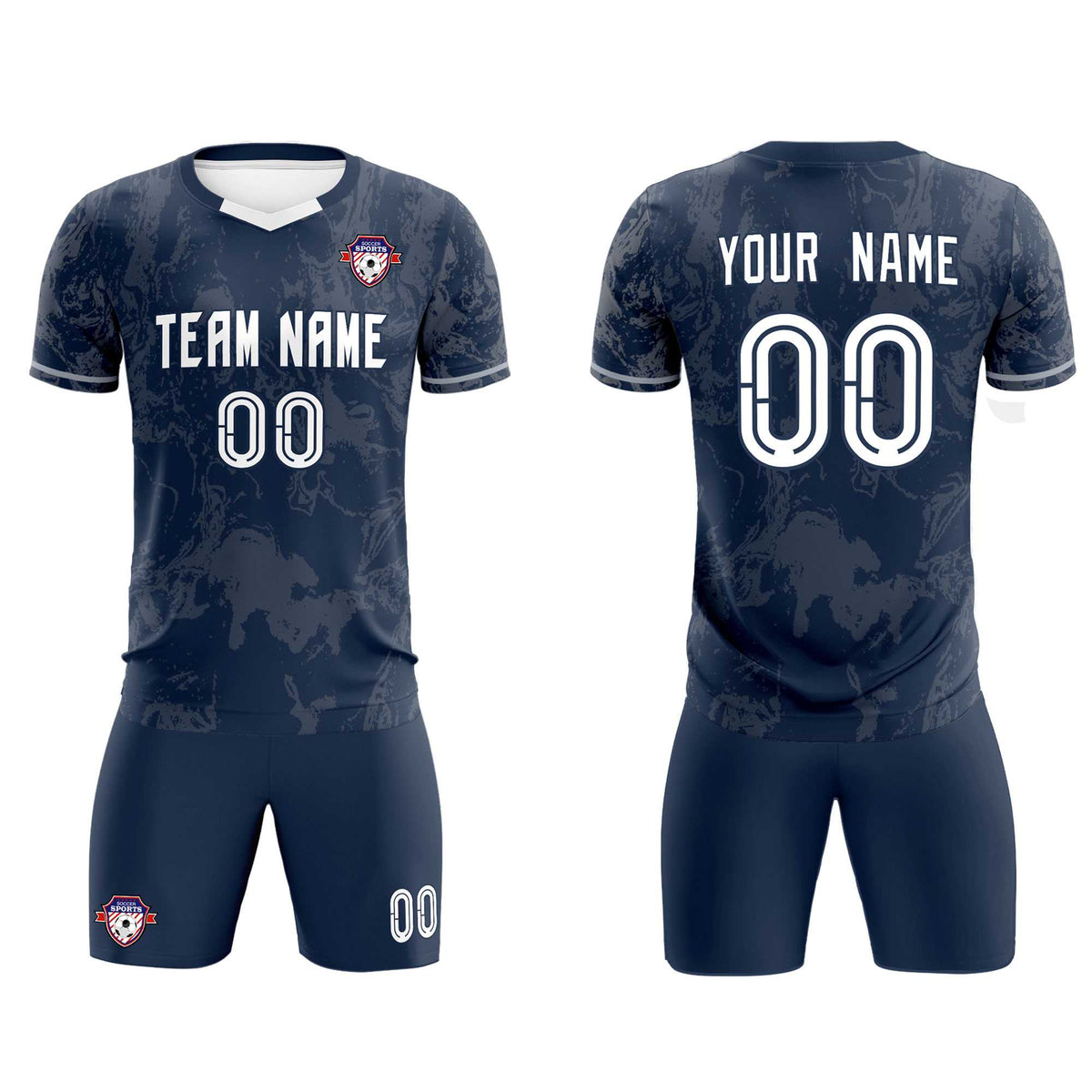 Custom Navy Classic Graffiti Pattern Sportswear Soccer Tops/Sets Jersey
