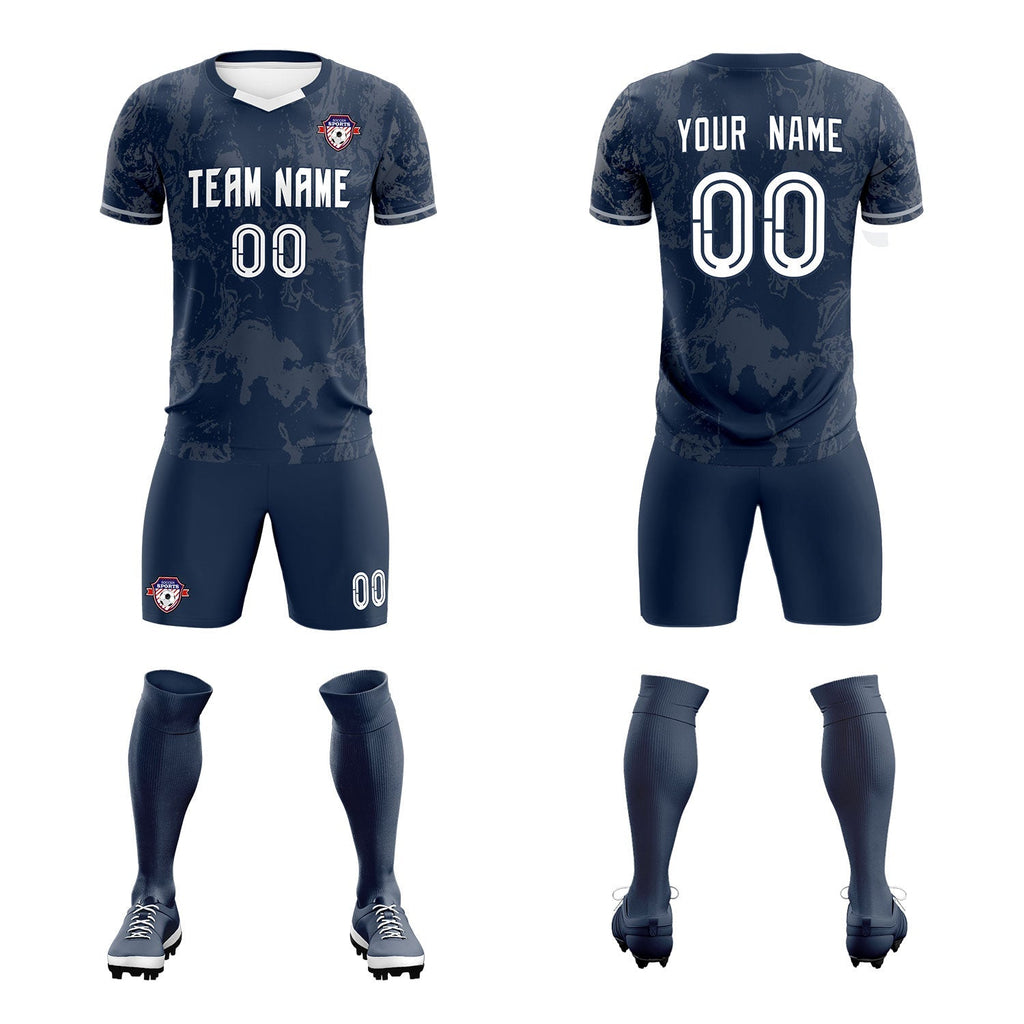 Custom Navy Classic Graffiti Pattern Sportswear Soccer Tops/Sets Jersey