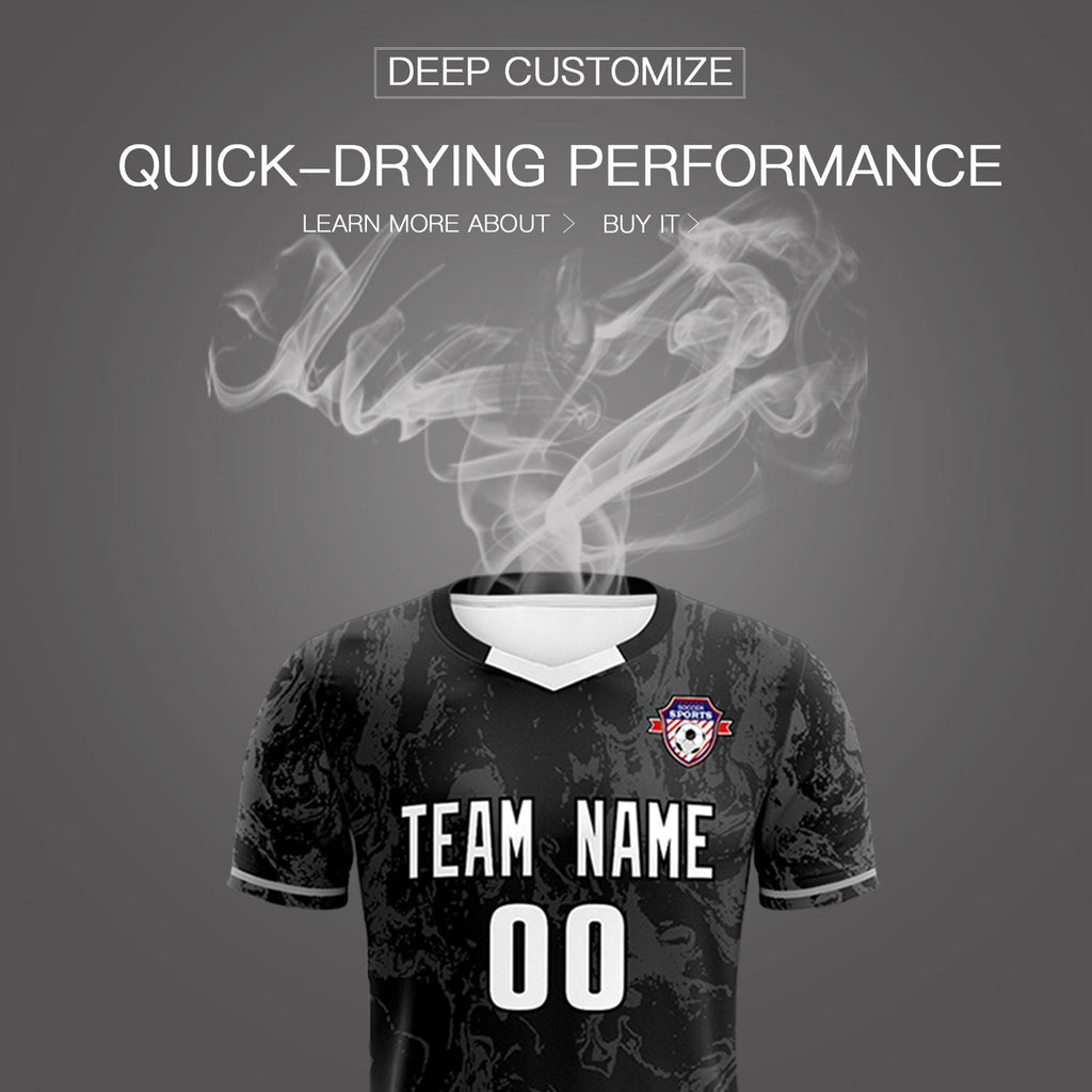 Custom Black Classic Graffiti Pattern Sportswear Soccer Tops/Sets Jersey