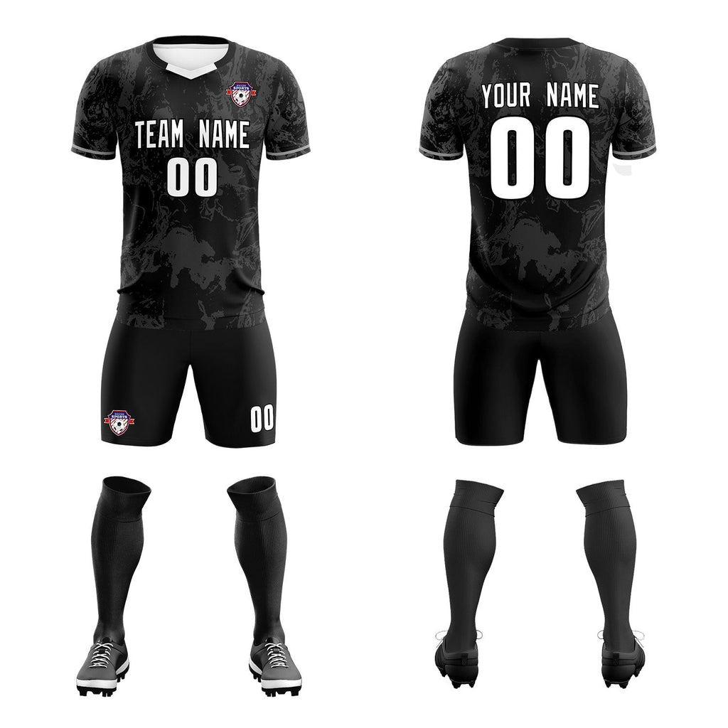 Custom Black Classic Graffiti Pattern Sportswear Soccer Tops/Sets Jersey