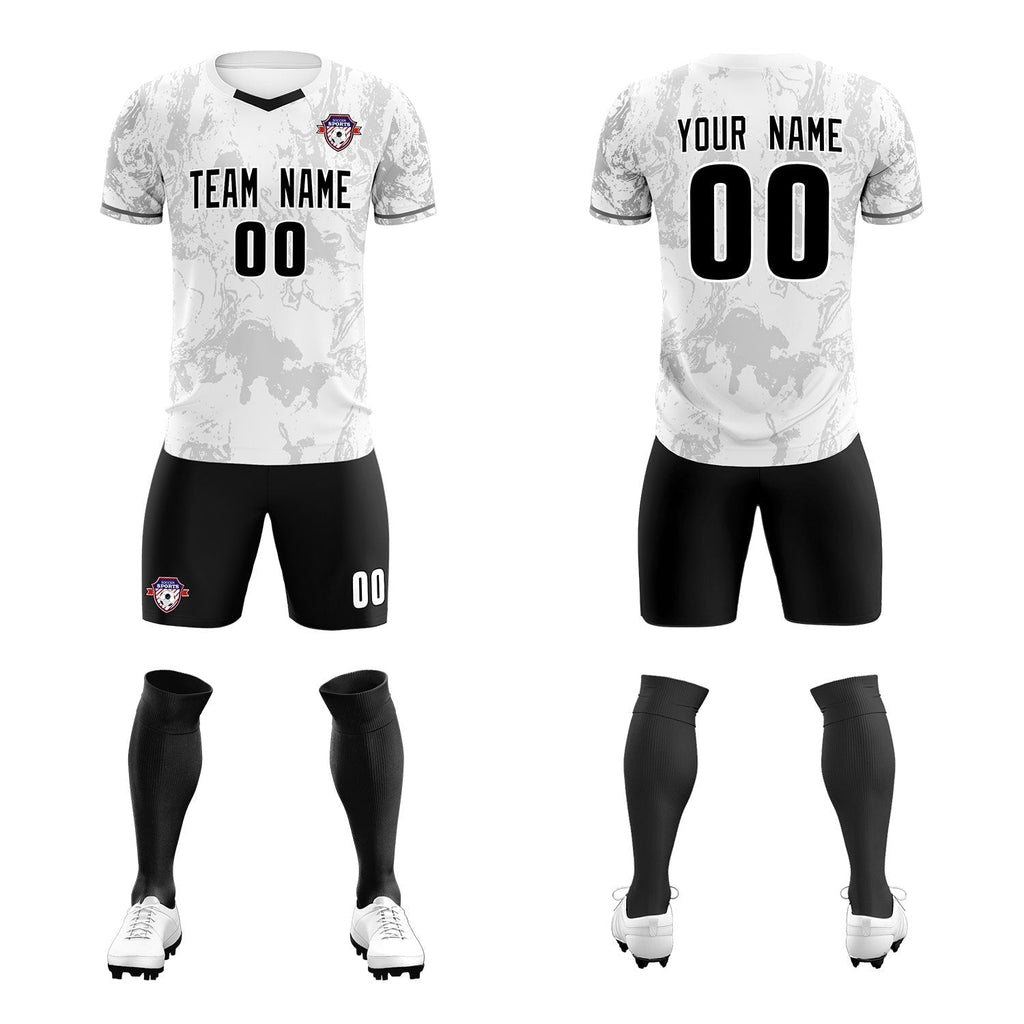 Custom White Classic Graffiti Pattern Sportswear Soccer Tops/Sets Jersey
