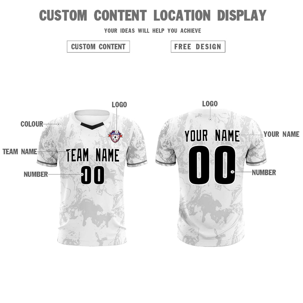 Custom White Classic Graffiti Pattern Sportswear Soccer Tops/Sets Jersey