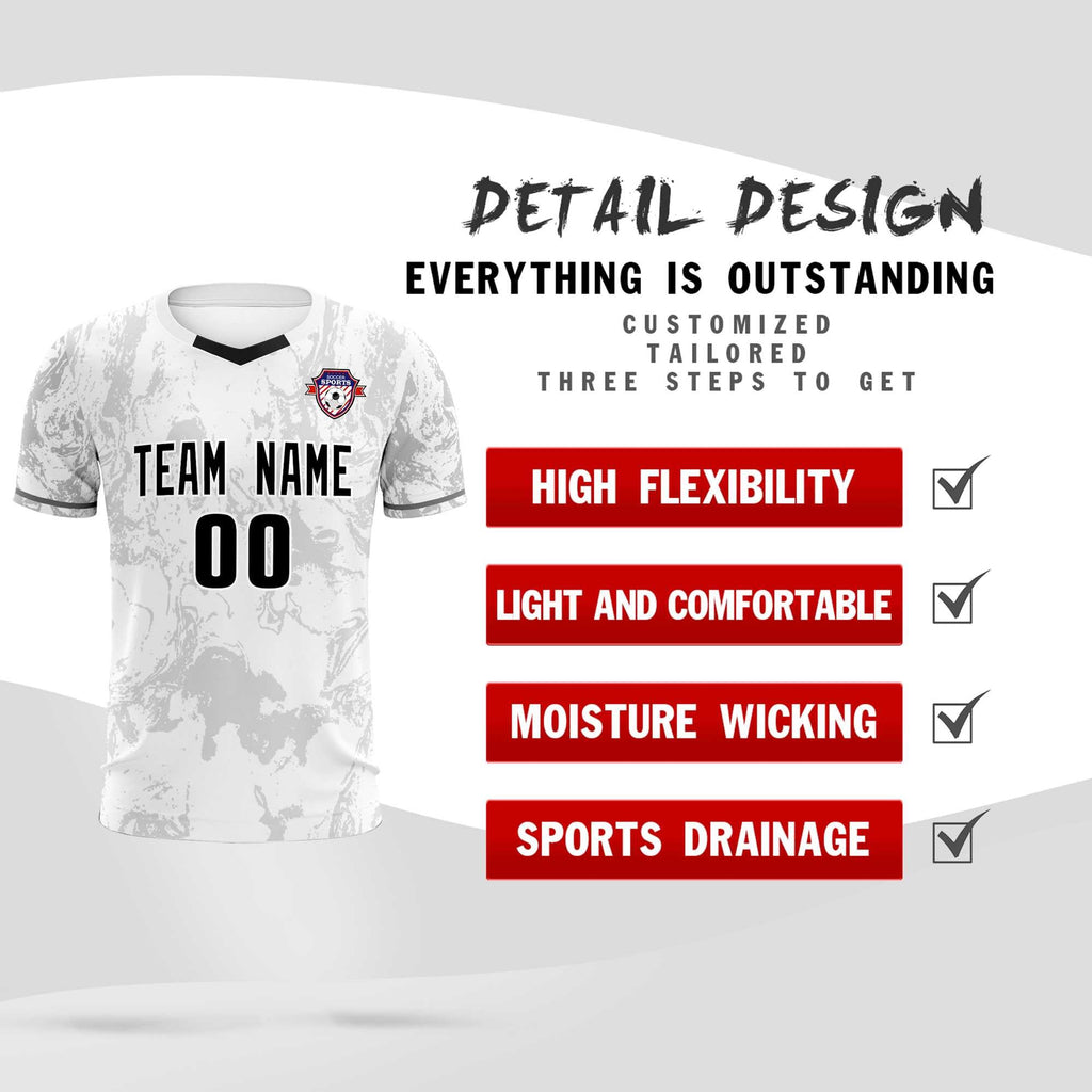Custom White Classic Graffiti Pattern Sportswear Soccer Tops/Sets Jersey