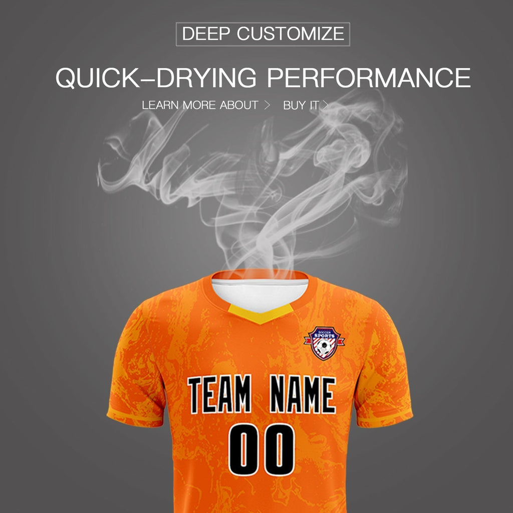 Custom Orange Classic Graffiti Pattern Sportswear Soccer Tops/Sets Jersey