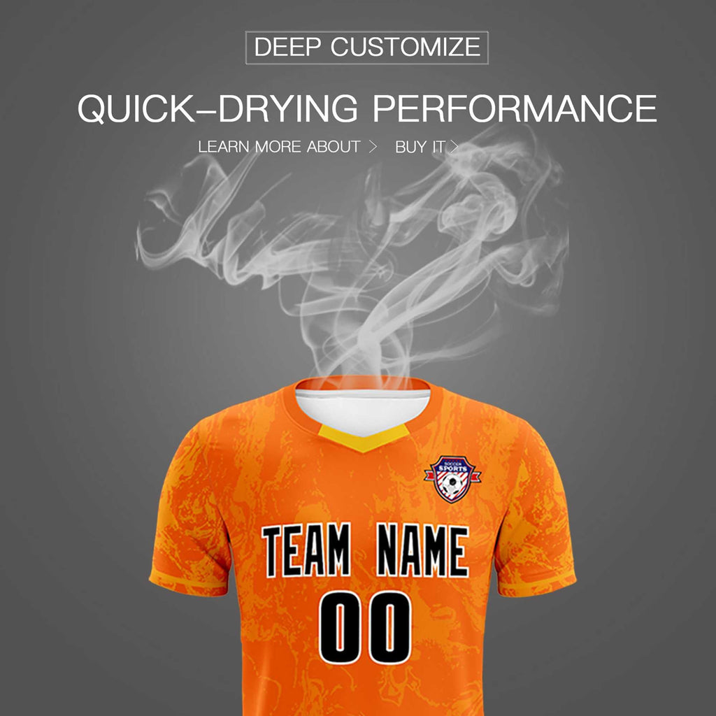 Custom Orange Classic Graffiti Pattern Sportswear Soccer Tops/Sets Jersey