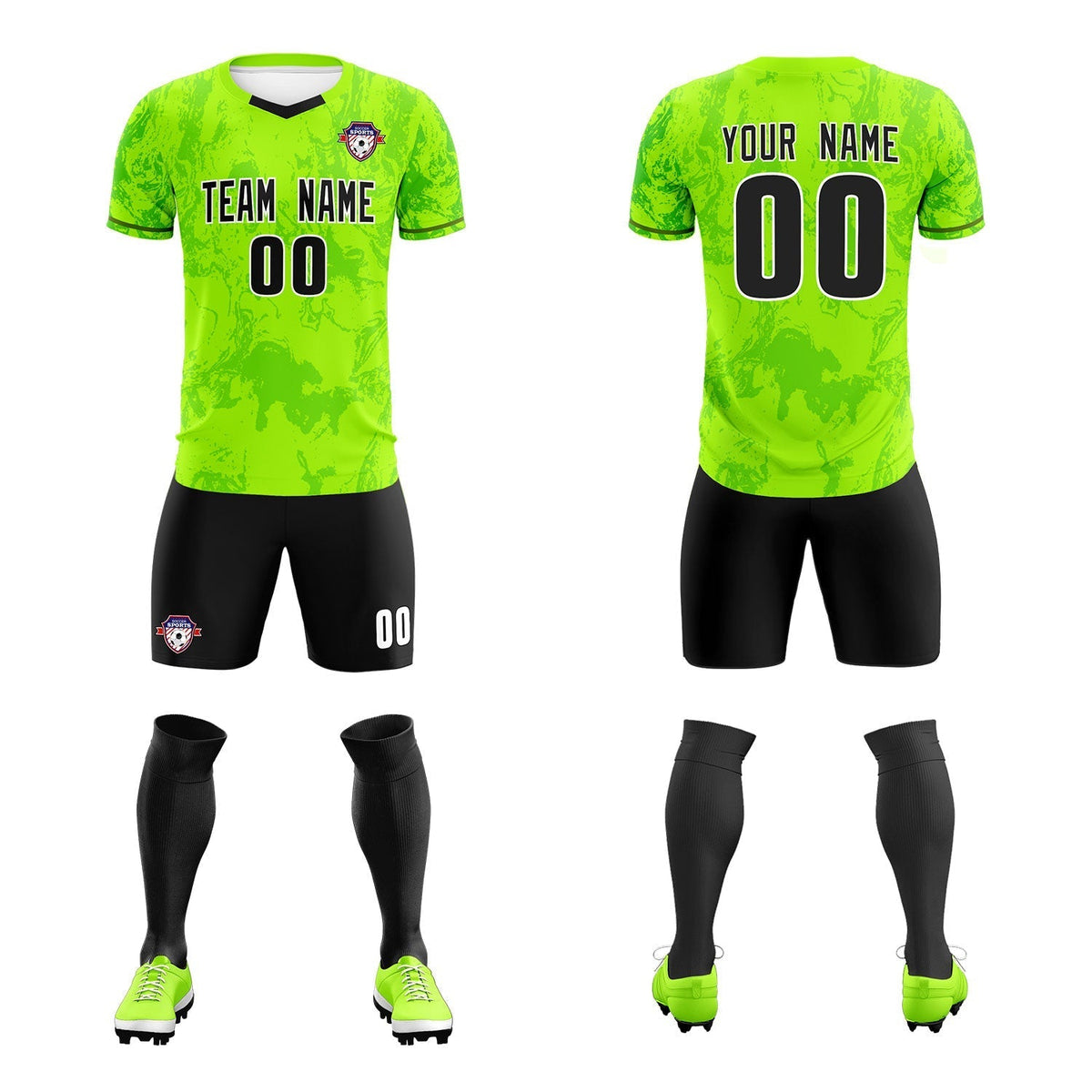 Custom Kelly Green Classic Graffiti Pattern Sportswear Soccer Tops/Sets Jersey