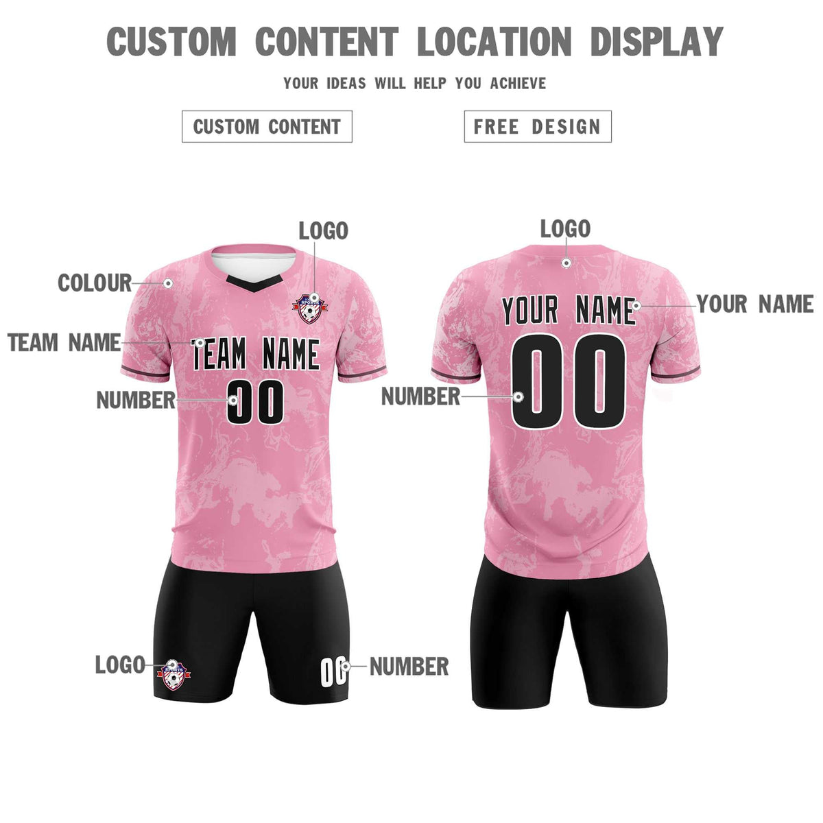 Custom Light Pink Classic Graffiti Pattern Sportswear Soccer Tops/Sets Jersey