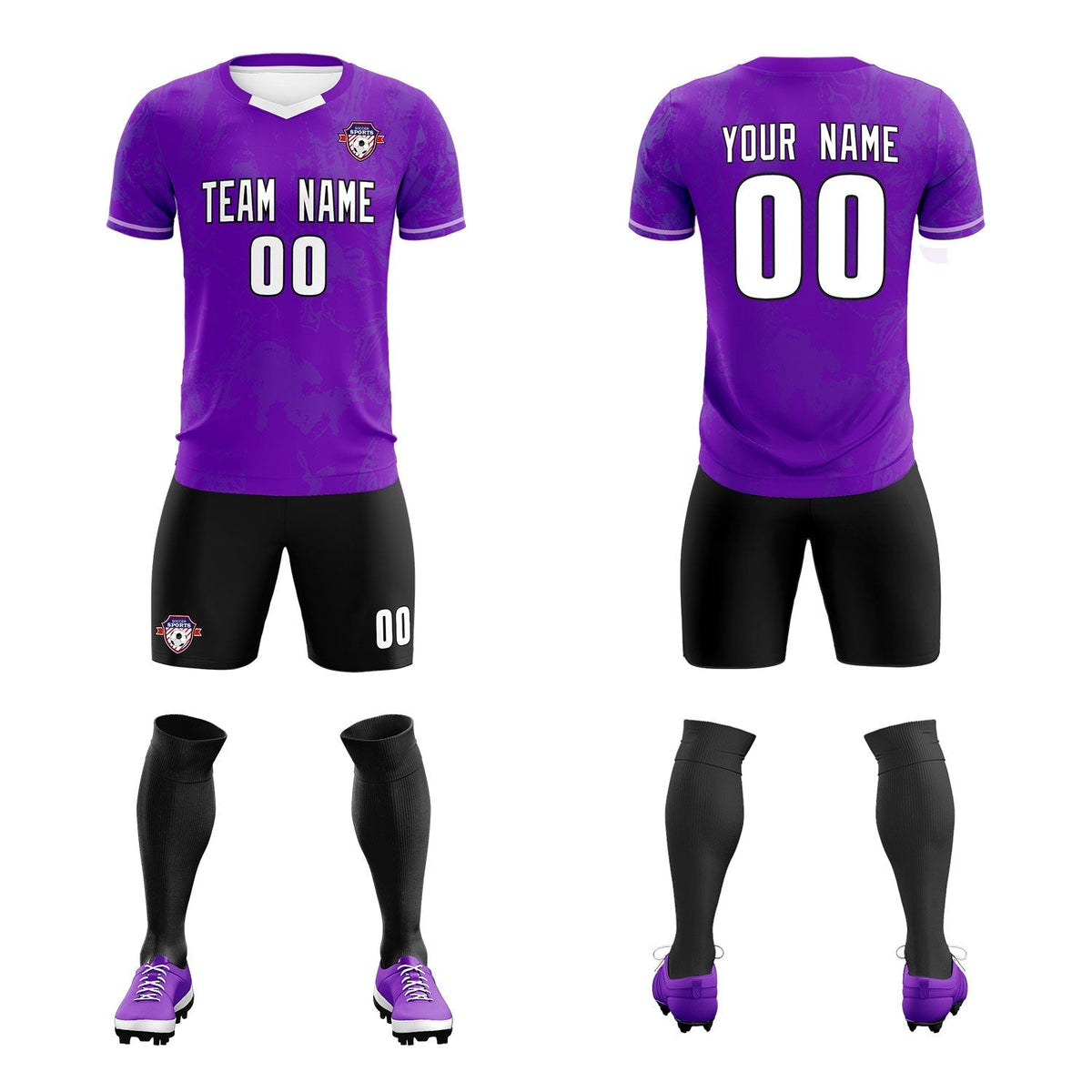 Custom Purple Classic Graffiti Pattern Sportswear Soccer Tops/Sets Jersey