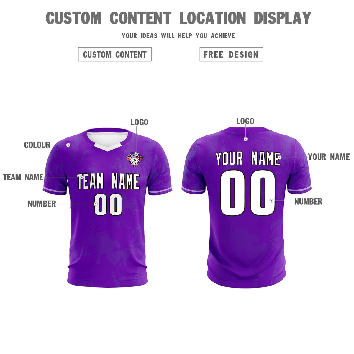 Custom Purple Classic Graffiti Pattern Sportswear Soccer Tops/Sets Jersey
