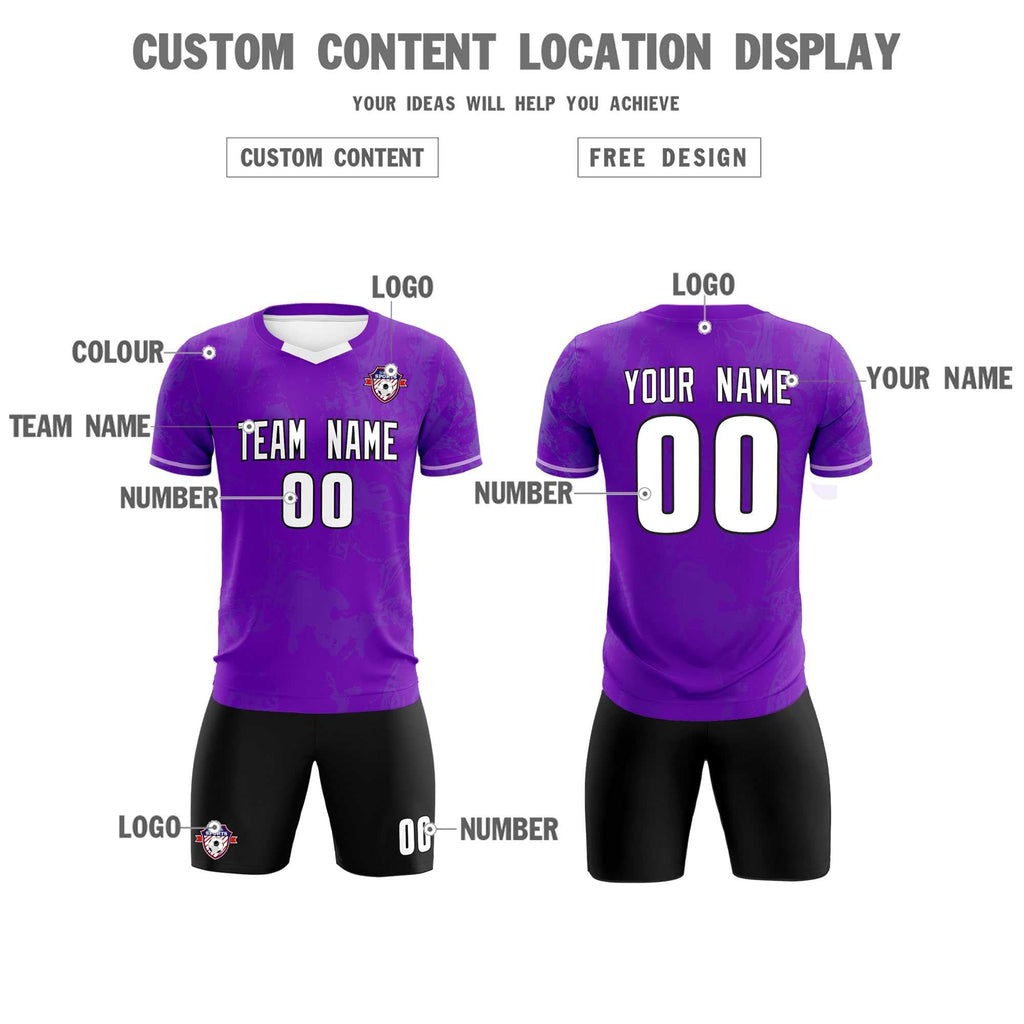 Custom Purple Classic Graffiti Pattern Sportswear Soccer Tops/Sets Jersey