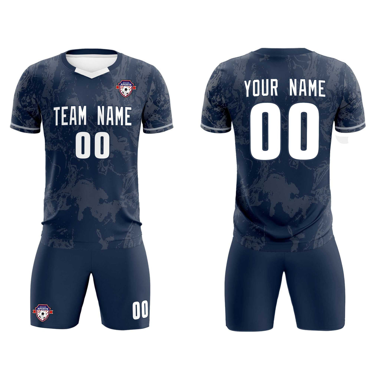 Custom Navy Classic Graffiti Pattern Sportswear Soccer Tops/Sets Jersey