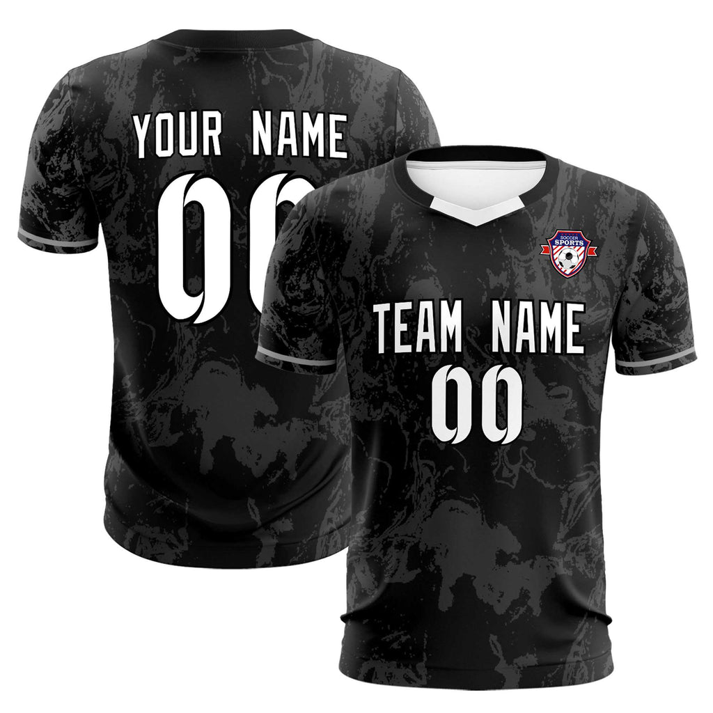 Custom Black Classic Graffiti Pattern Sportswear Soccer Tops/Sets Jersey