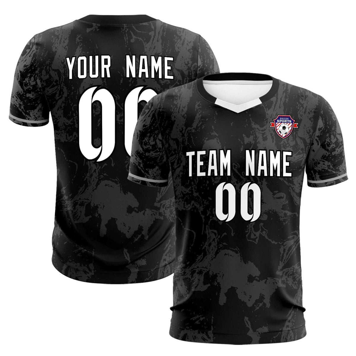 Custom Black Classic Graffiti Pattern Sportswear Soccer Tops/Sets Jersey