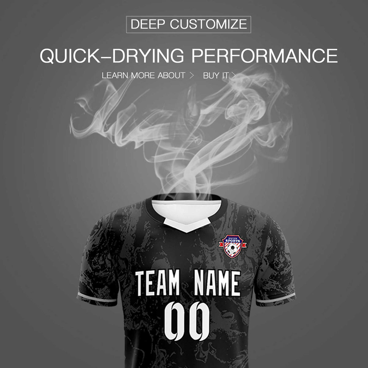 Custom Black Classic Graffiti Pattern Sportswear Soccer Tops/Sets Jersey