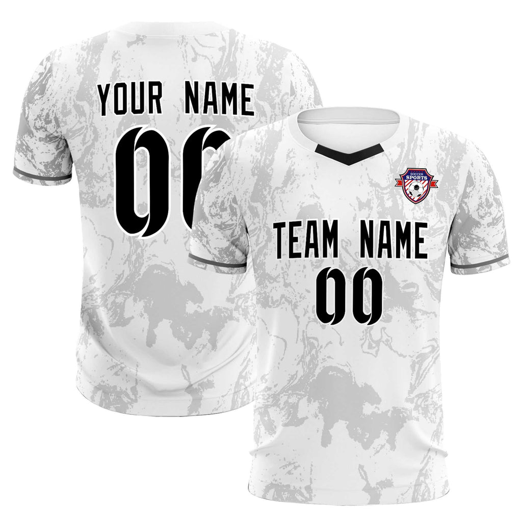 Custom White Classic Graffiti Pattern Sportswear Soccer Tops/Sets Jersey