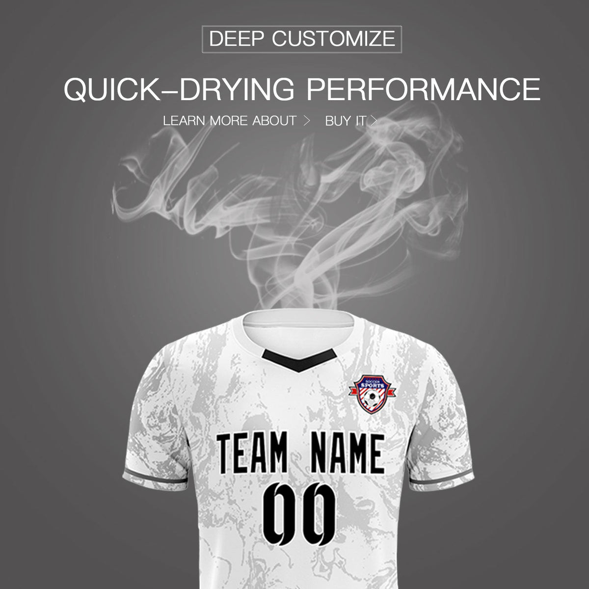 Custom White Classic Graffiti Pattern Sportswear Soccer Tops/Sets Jersey