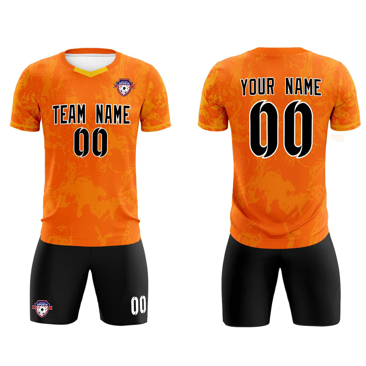 Custom Orange Classic Graffiti Pattern Sportswear Soccer Tops/Sets Jersey