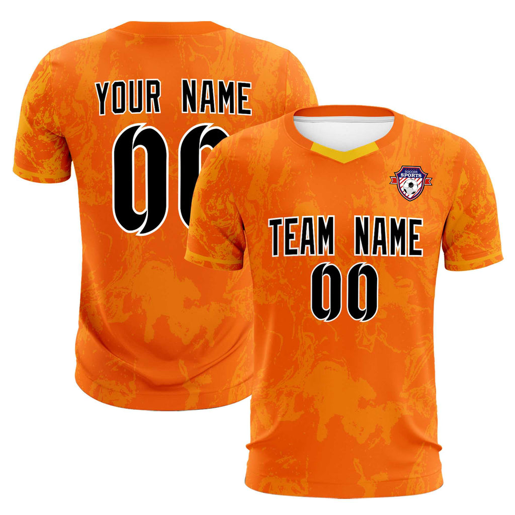 Custom Orange Classic Graffiti Pattern Sportswear Soccer Tops/Sets Jersey