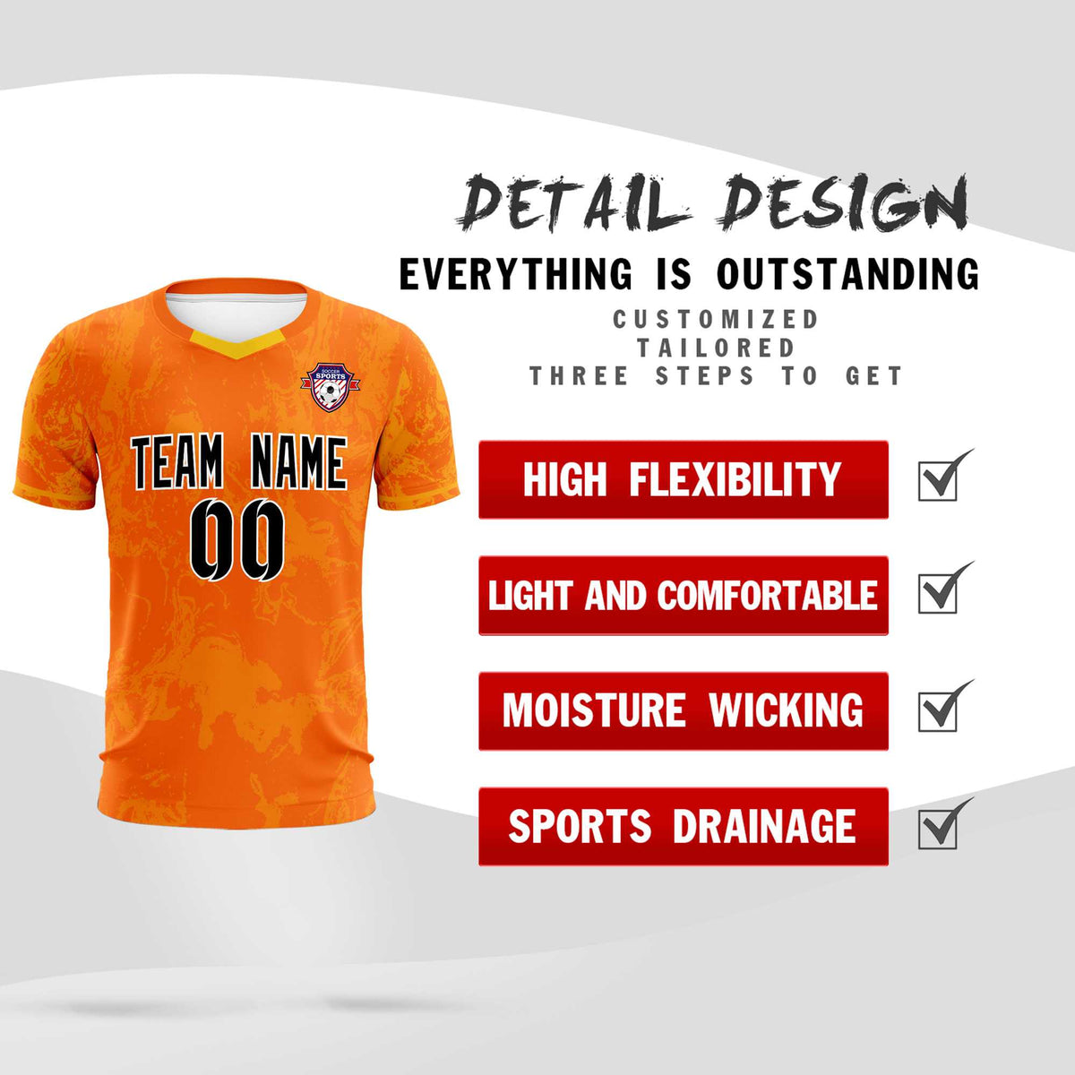 Custom Orange Classic Graffiti Pattern Sportswear Soccer Tops/Sets Jersey