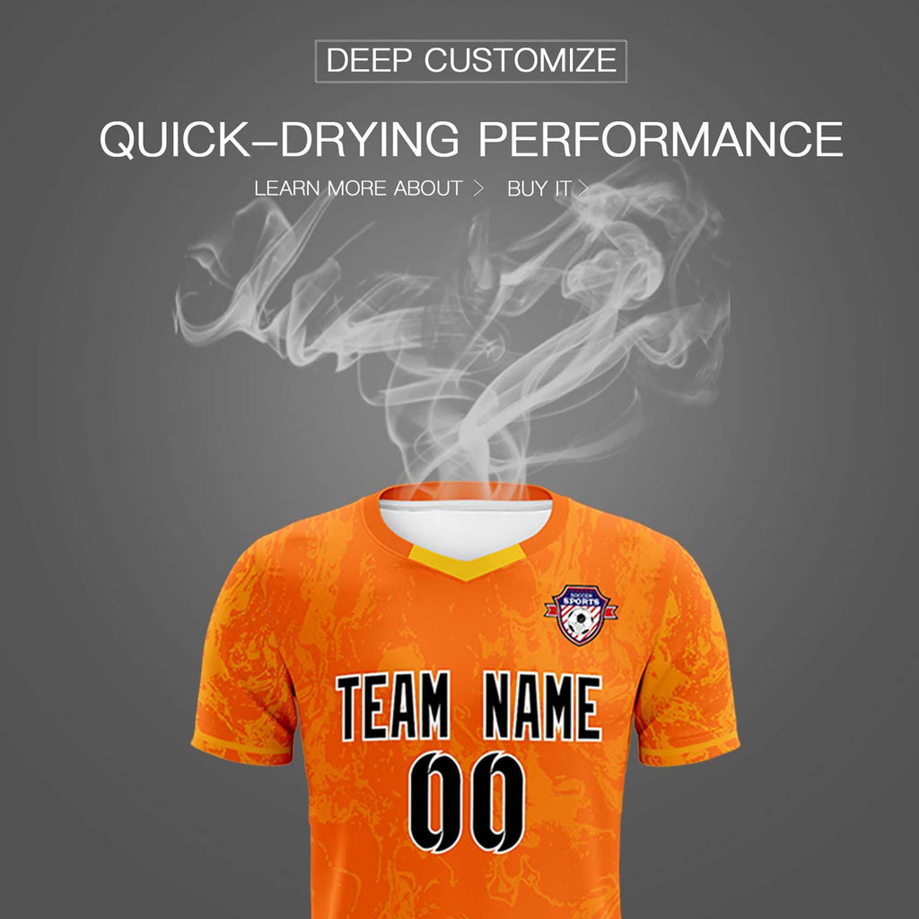 Custom Orange Classic Graffiti Pattern Sportswear Soccer Tops/Sets Jersey