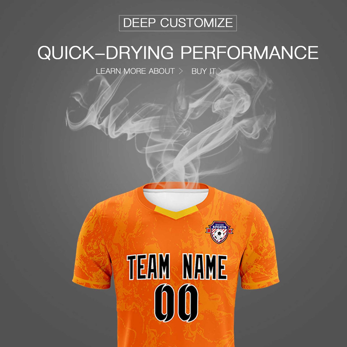 Custom Orange Classic Graffiti Pattern Sportswear Soccer Tops/Sets Jersey