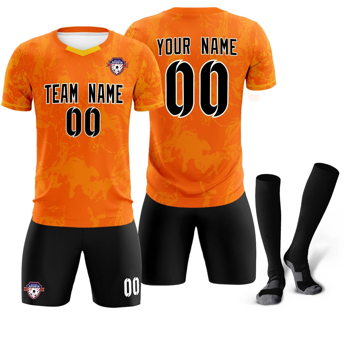 Custom Orange Classic Graffiti Pattern Sportswear Soccer Tops/Sets Jersey