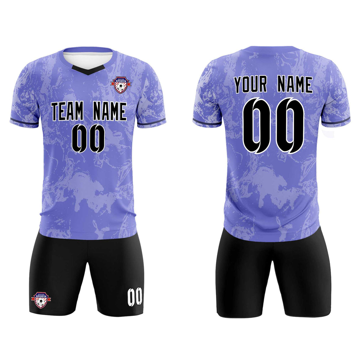 Custom Purple Classic Graffiti Pattern Sportswear Soccer Tops/Sets Jersey