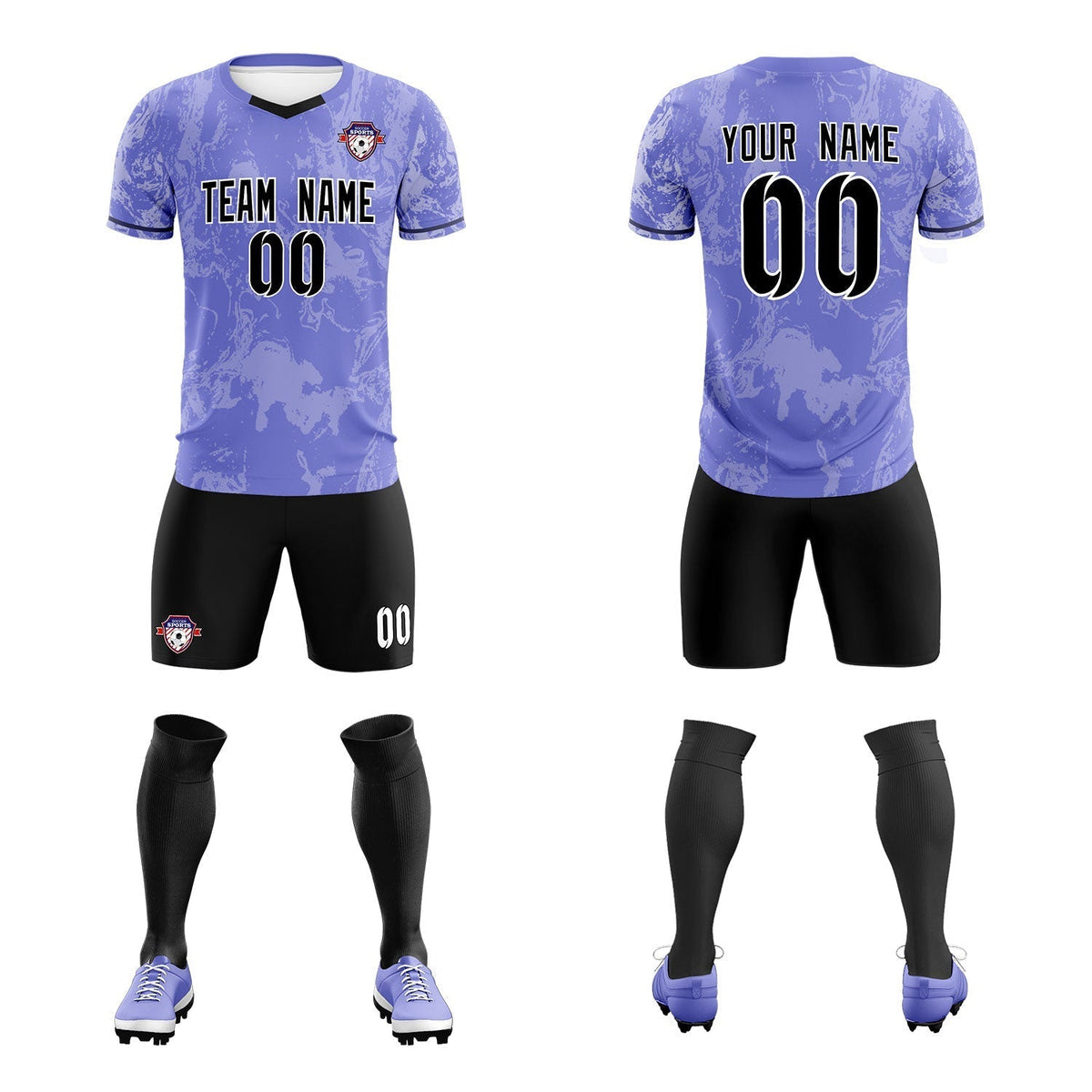 Custom Purple Classic Graffiti Pattern Sportswear Soccer Tops/Sets Jersey