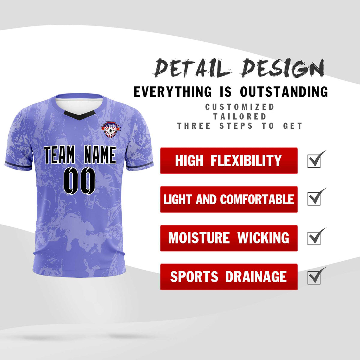 Custom Purple Classic Graffiti Pattern Sportswear Soccer Tops/Sets Jersey