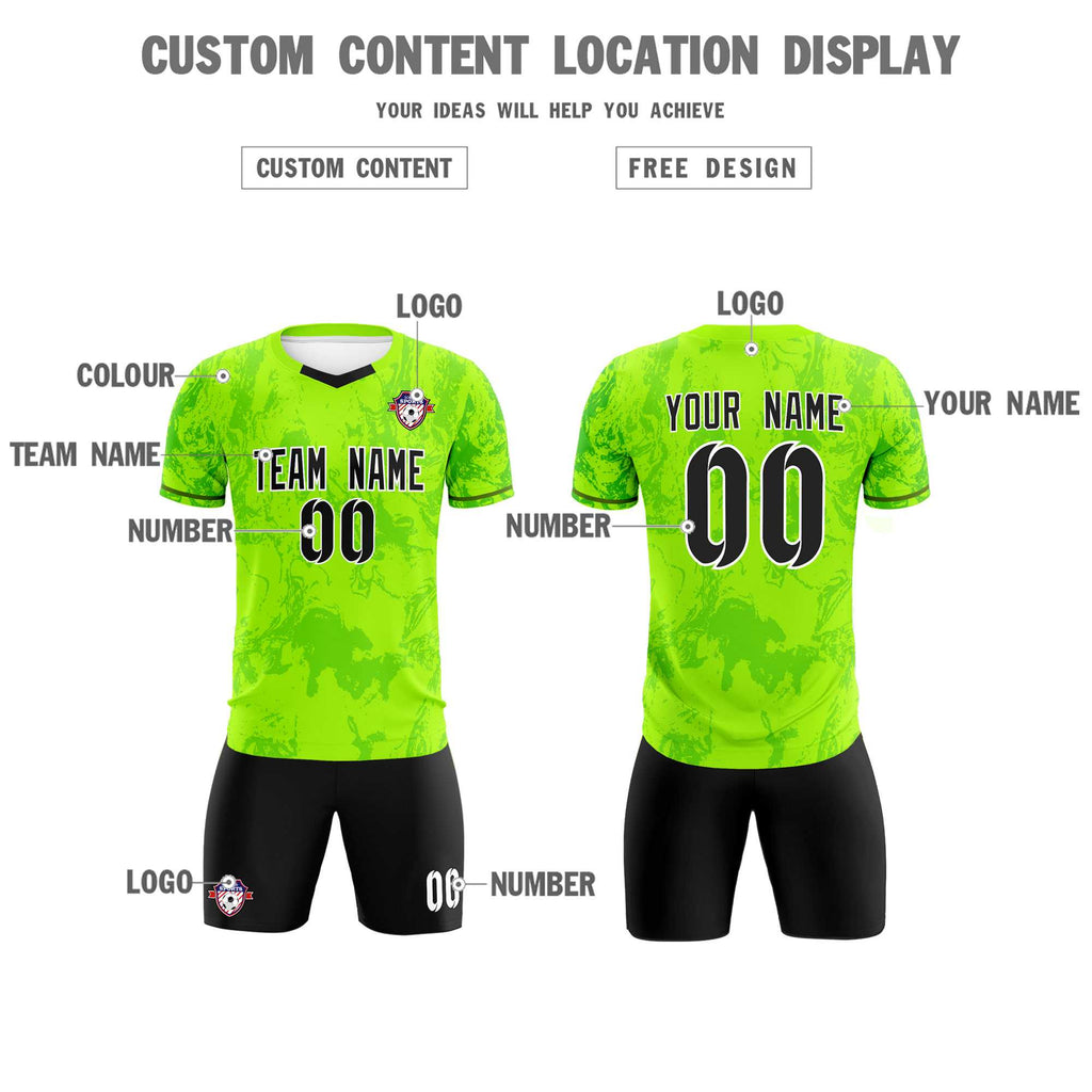 Custom Kelly Green Classic Graffiti Pattern Sportswear Soccer Tops/Sets Jersey